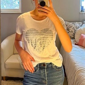 J Crew sparkly heart graphic T-shirt
